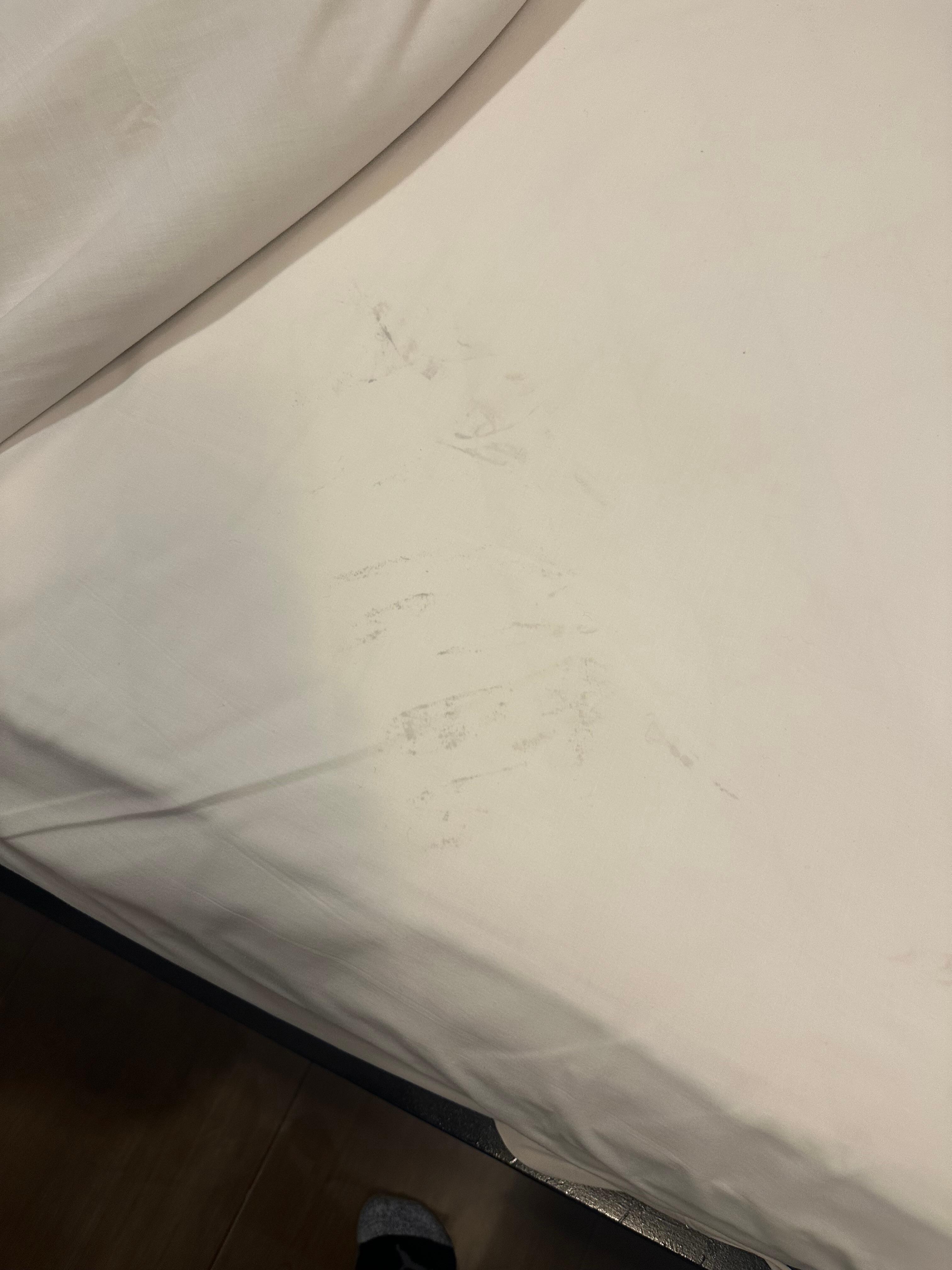 Shoe marks on linen
