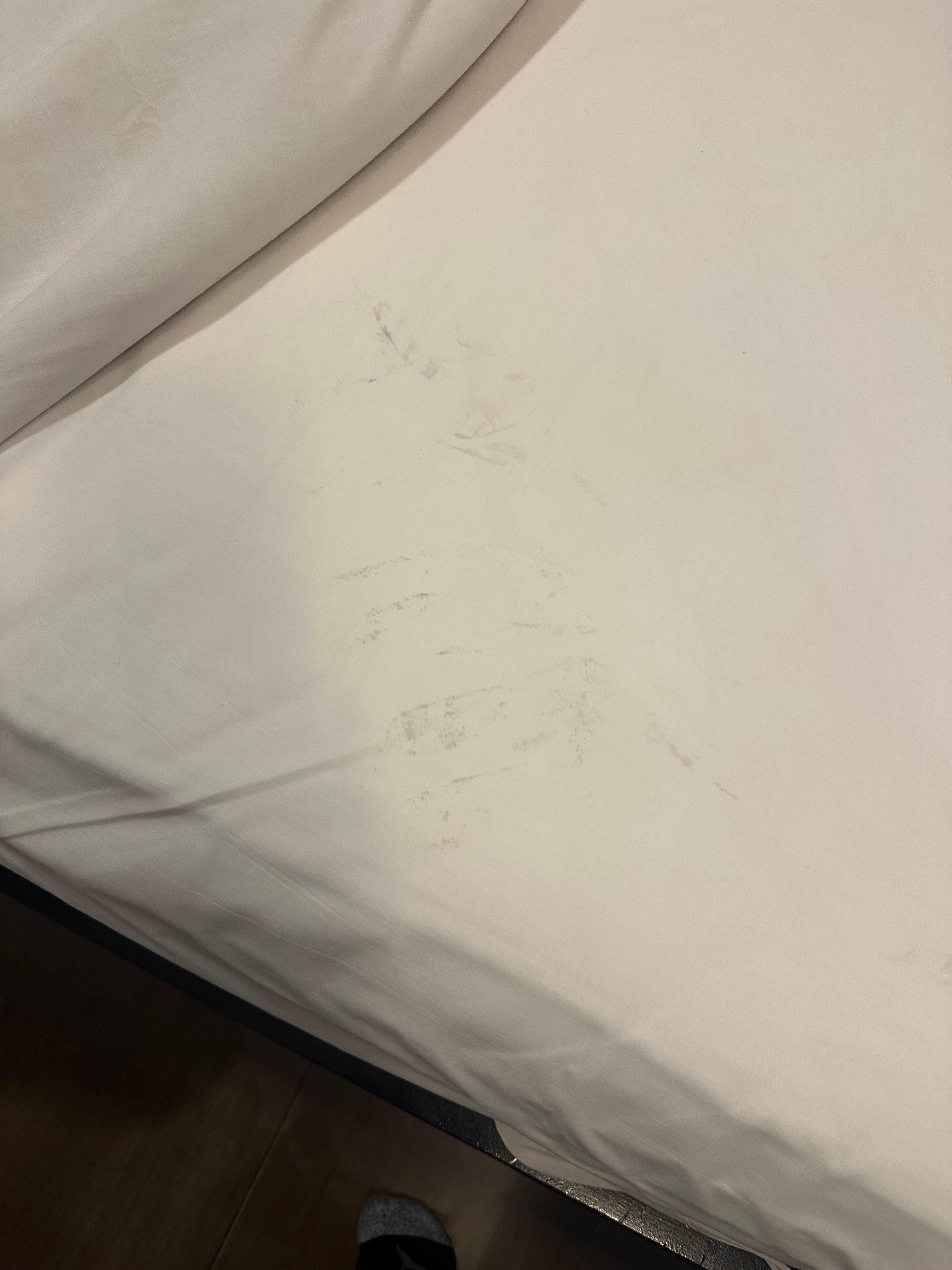 Shoe marks on linen