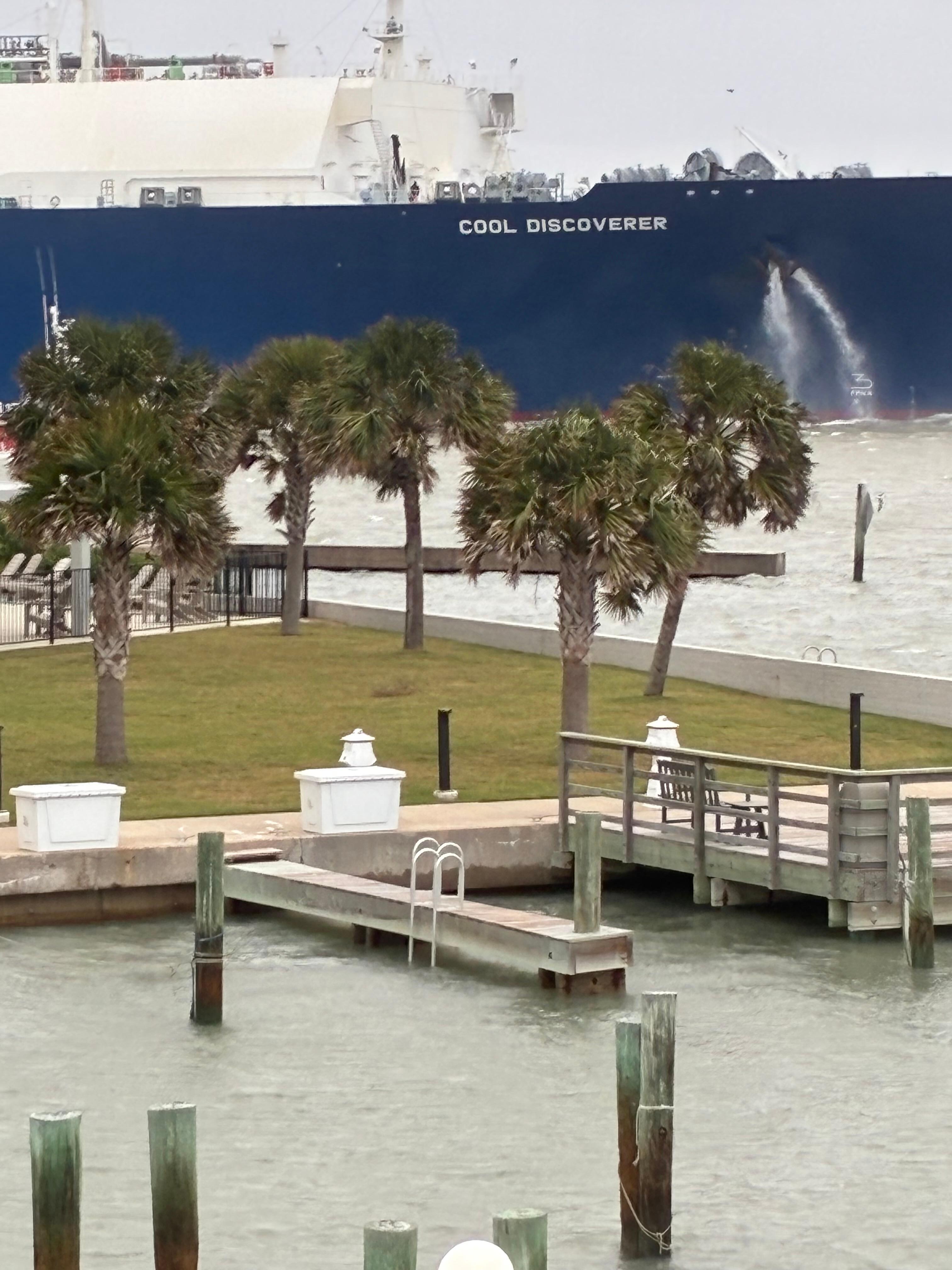Enjoyed seeing the tankers coming in the ship channel from our deck and fishing pier.
