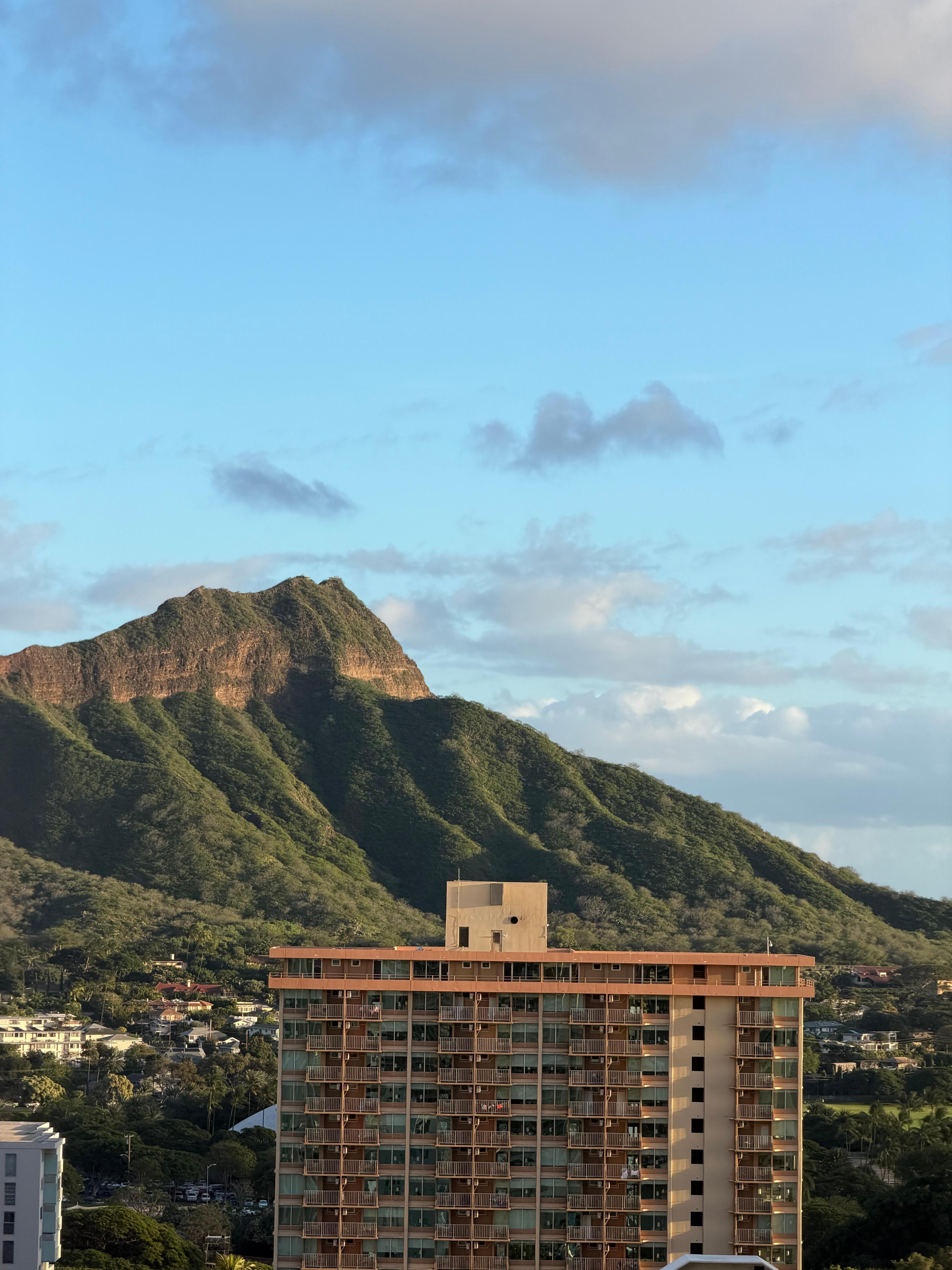 View of diamond head from room (rear building)