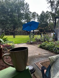 Morning coffee outside was peaceful and private.