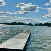 Our dog loved the lake and Gretchen next door.