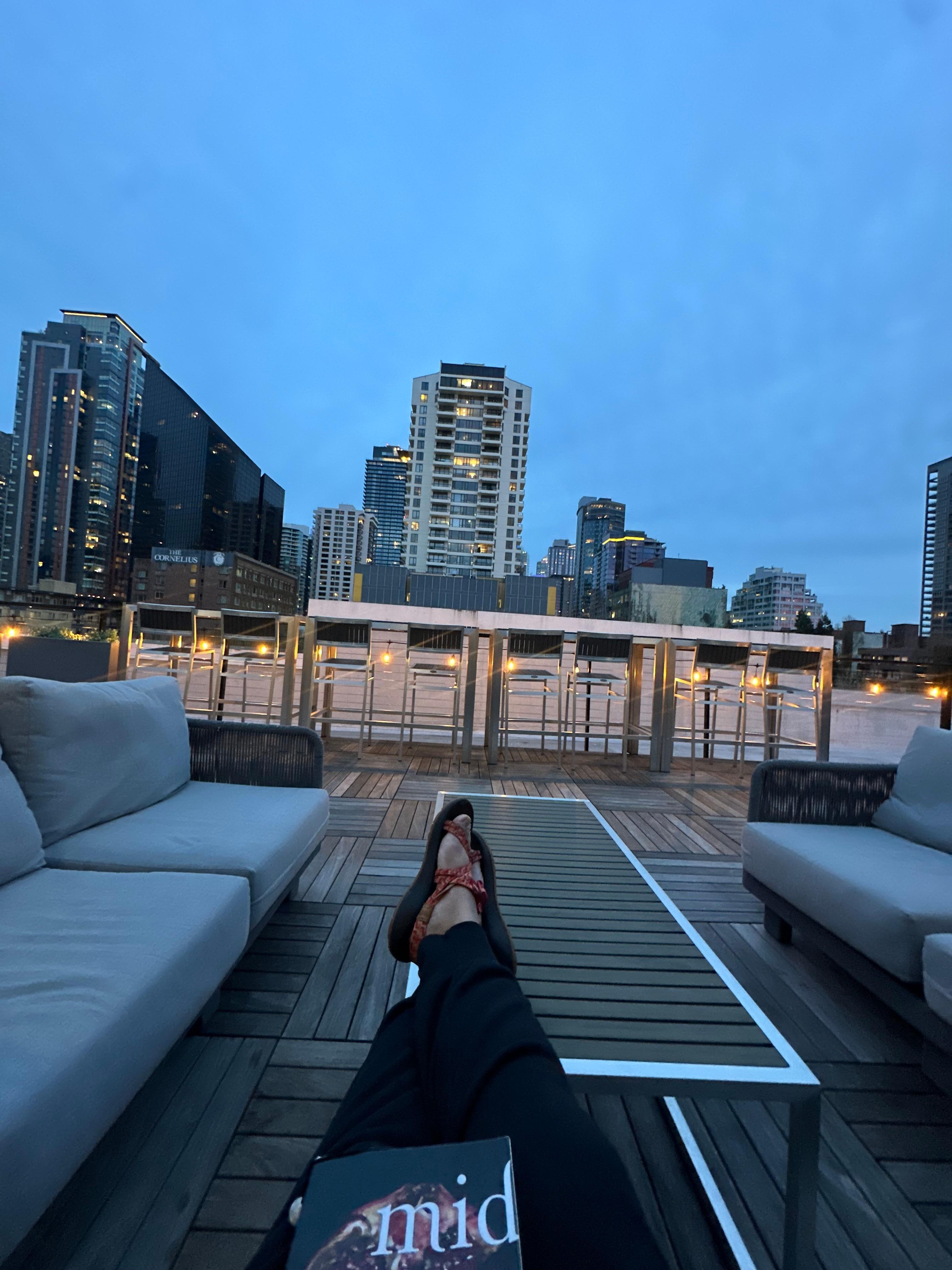Rooftop lounge. Great view and great vibes. 
