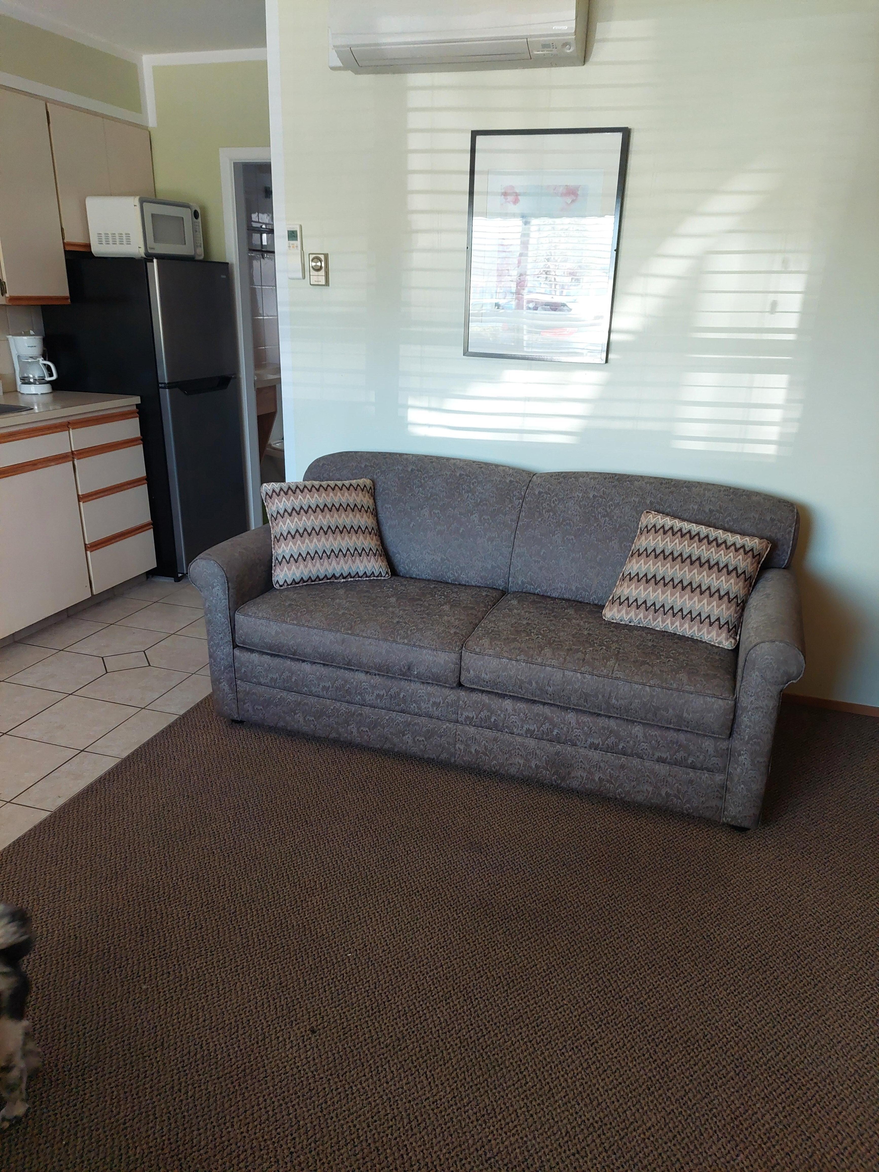 Clean coach and living and kitchen area