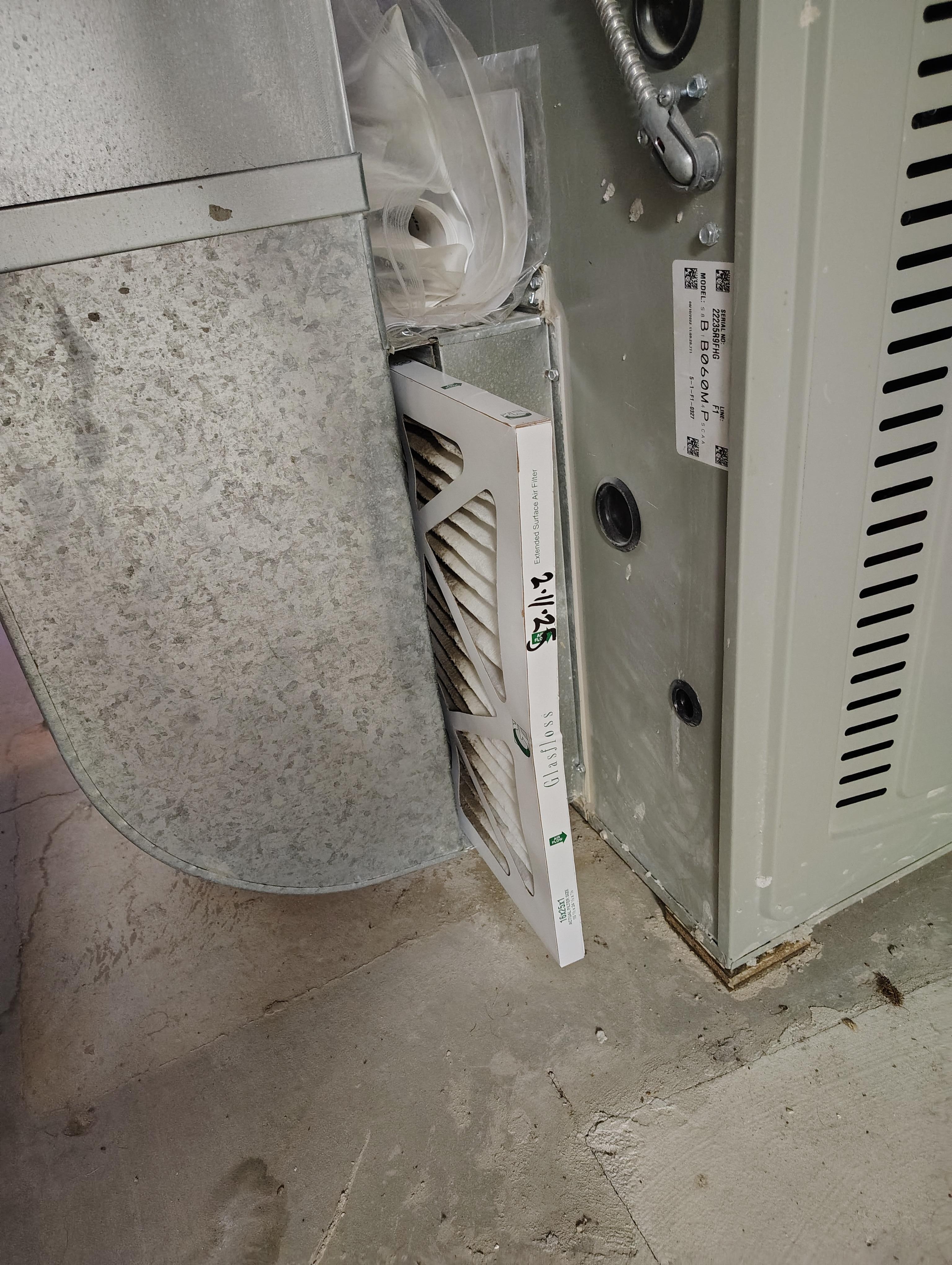 Furnace filter was last changed over a year ago.