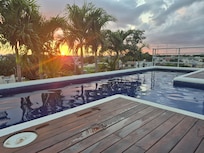 The pool on the roof is a good place to relax