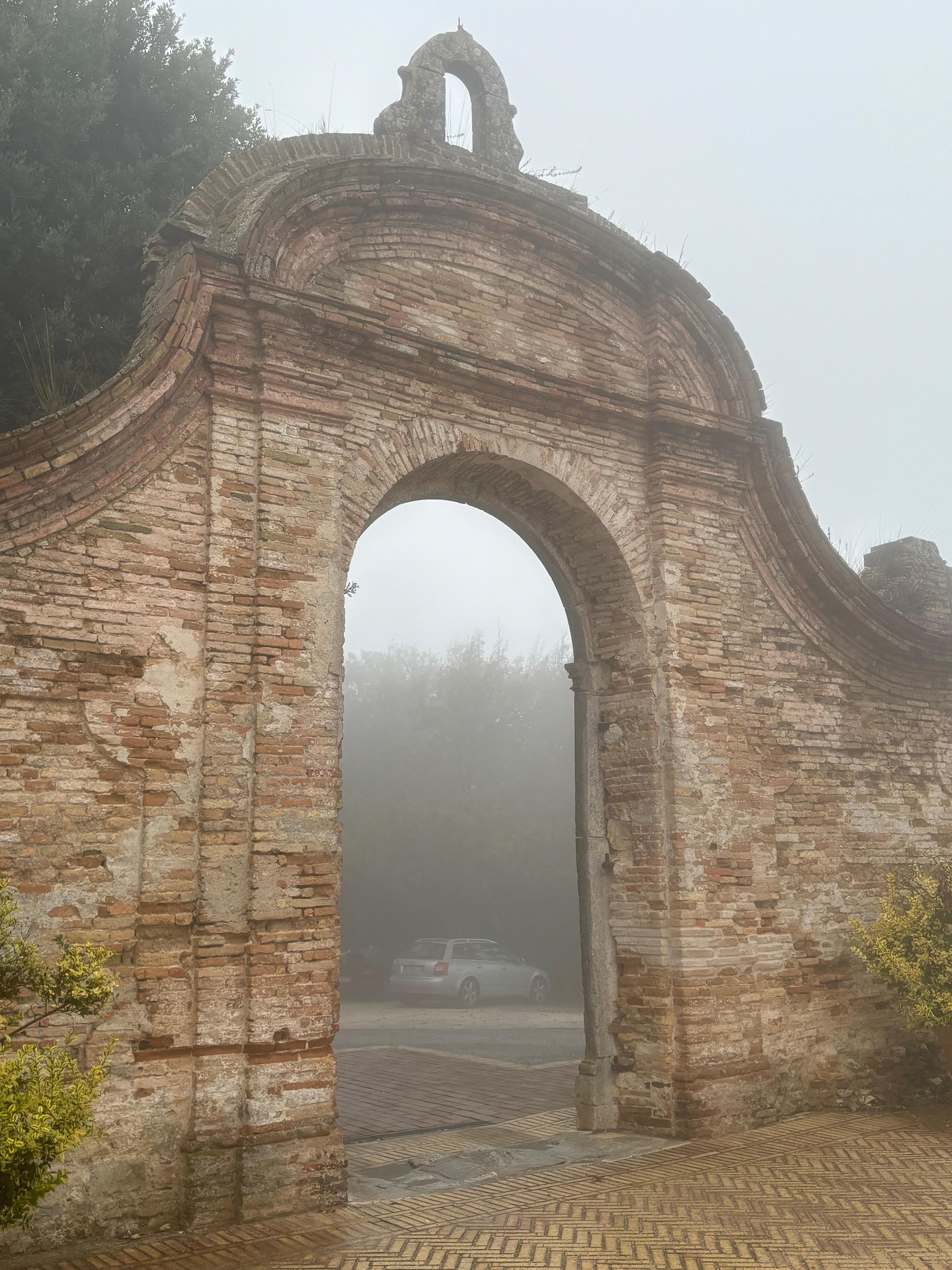 Foggy pic of the stone entrance 