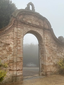 Foggy pic of the stone entrance