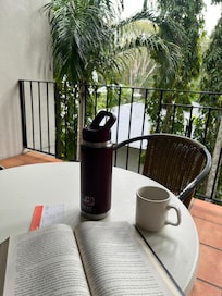 Morning coffee on the patio listening to the wildlife