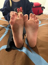 This is less than 5 mins on the room floor. She had socks and sneakers on prior to being in this room and feet were sparkling clean!!