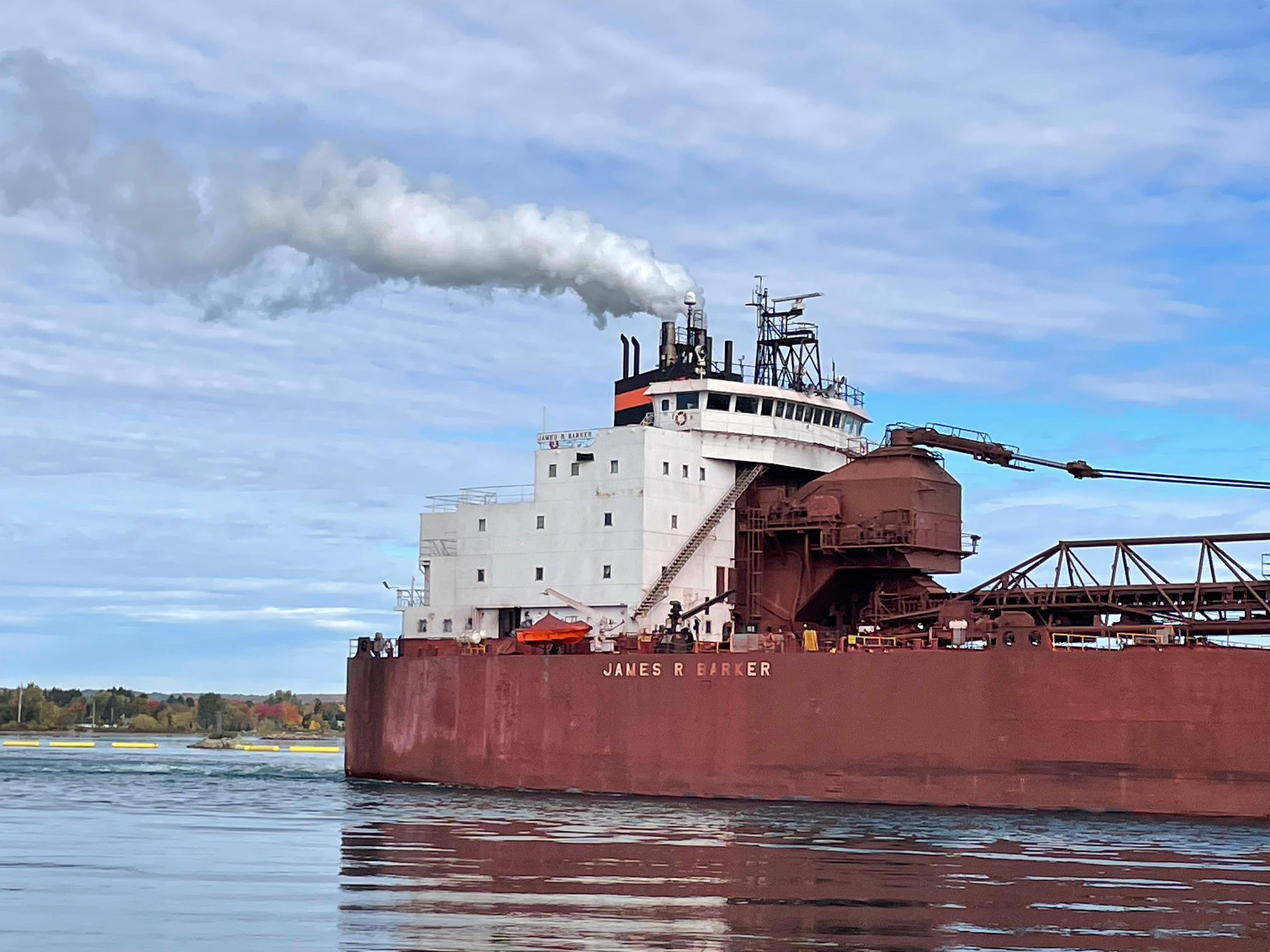 James R Barker with Steam plume. My favorite ship downbound