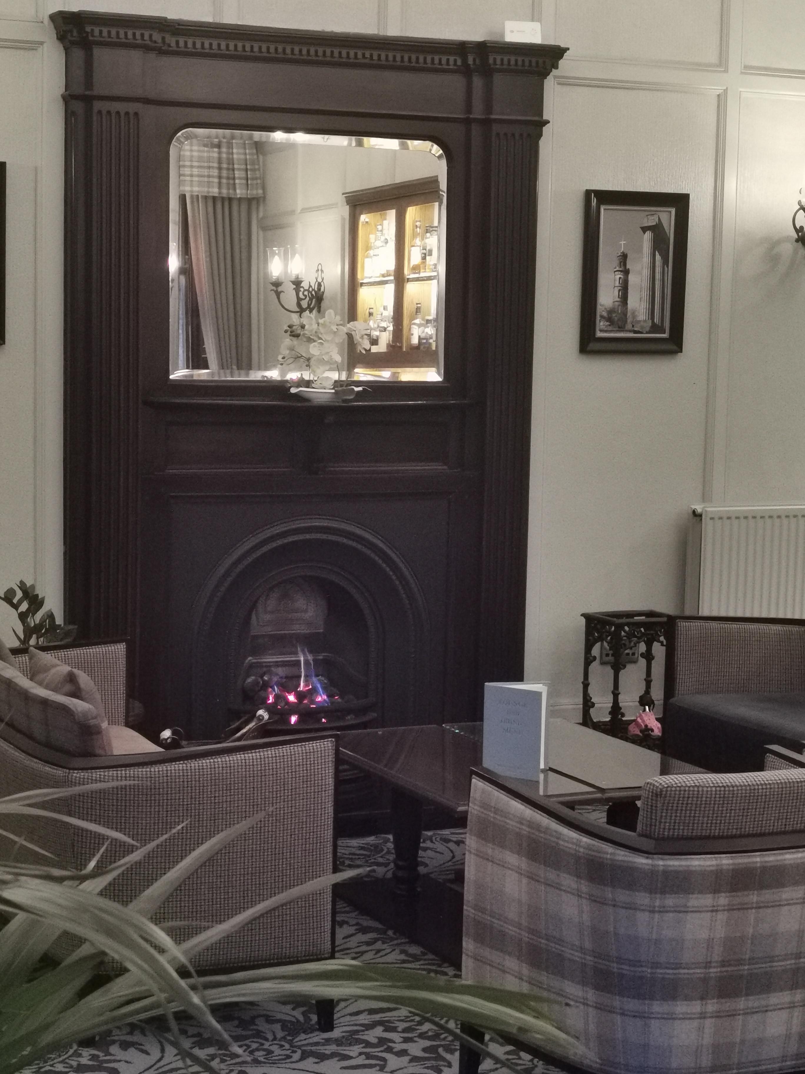 Warm fire in reception 