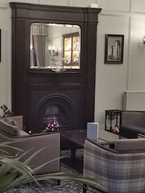 Warm fire in reception