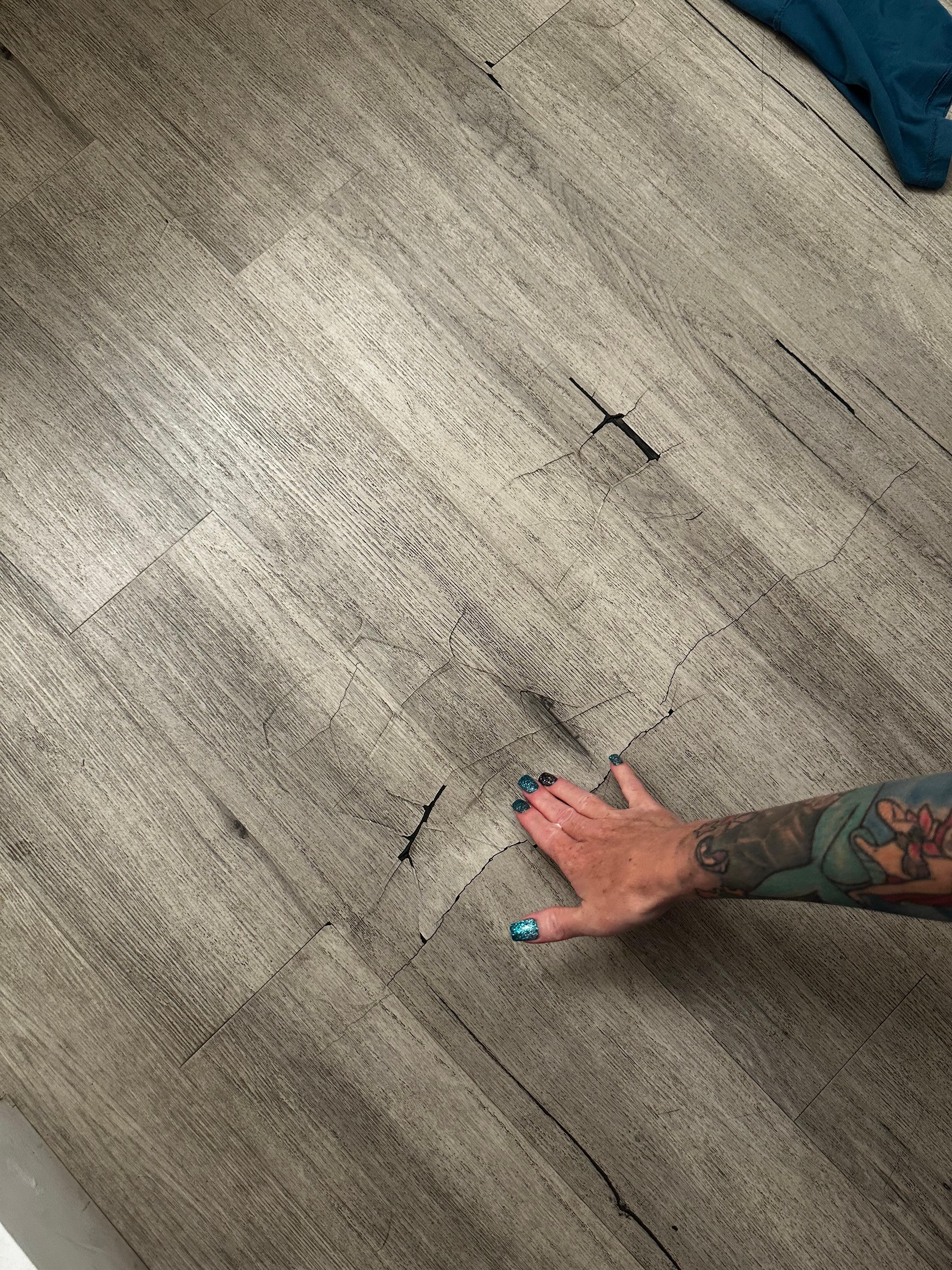 Damaged floor sharp to the touch 