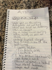 List of things that were wrong and maintenance fixed most of them