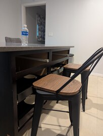 This was missing cabinet fronts even though there were hinges there for them. The kitchen seemed to have a good amount of supplies but we didn't use them.