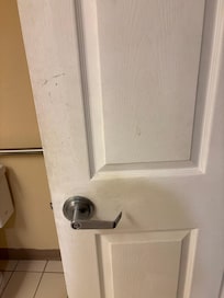 Dirty bathroom door