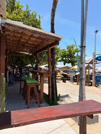 At the nearby beach