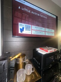 TV and ice and coffee area