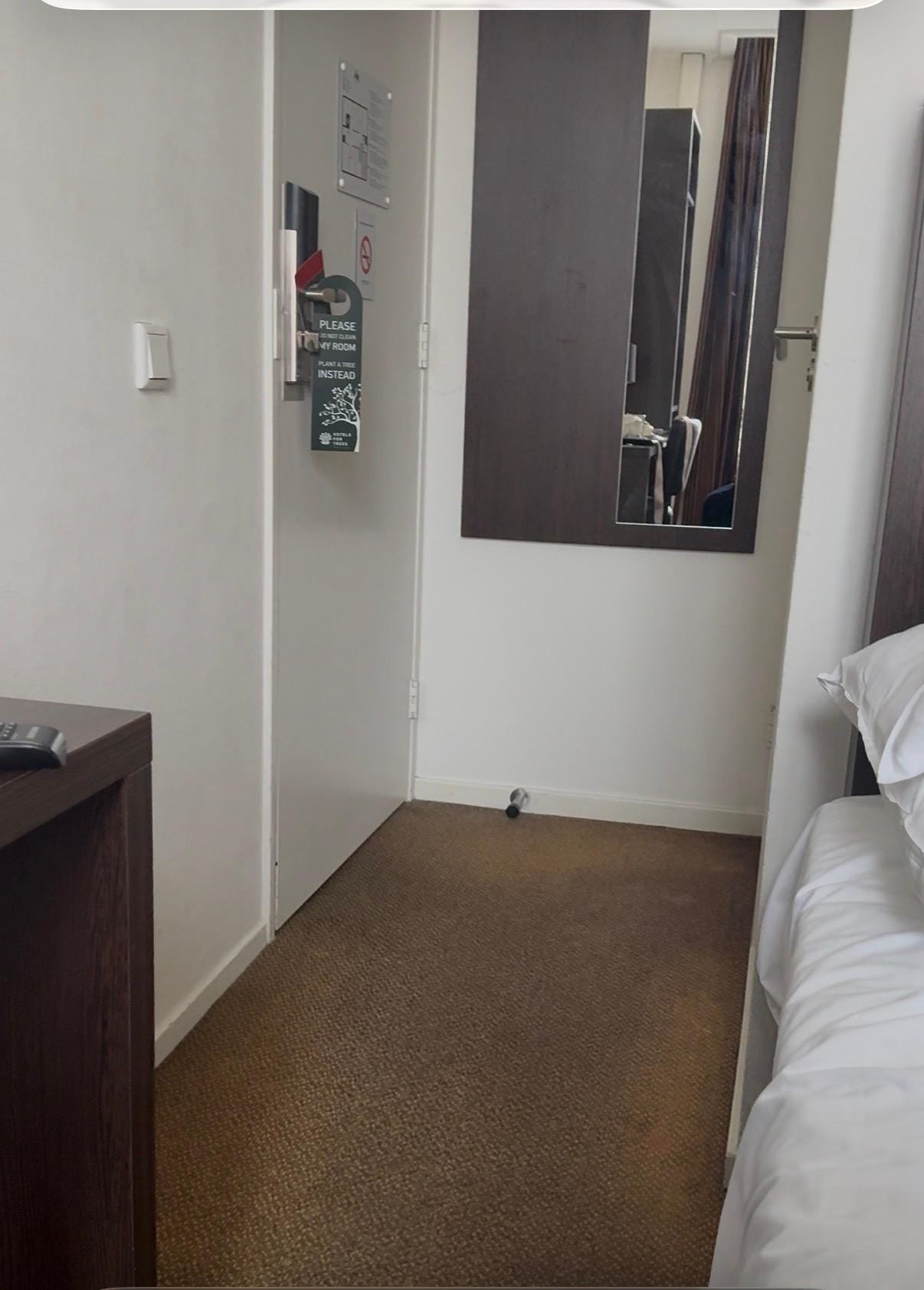 Mirror behind door, no light