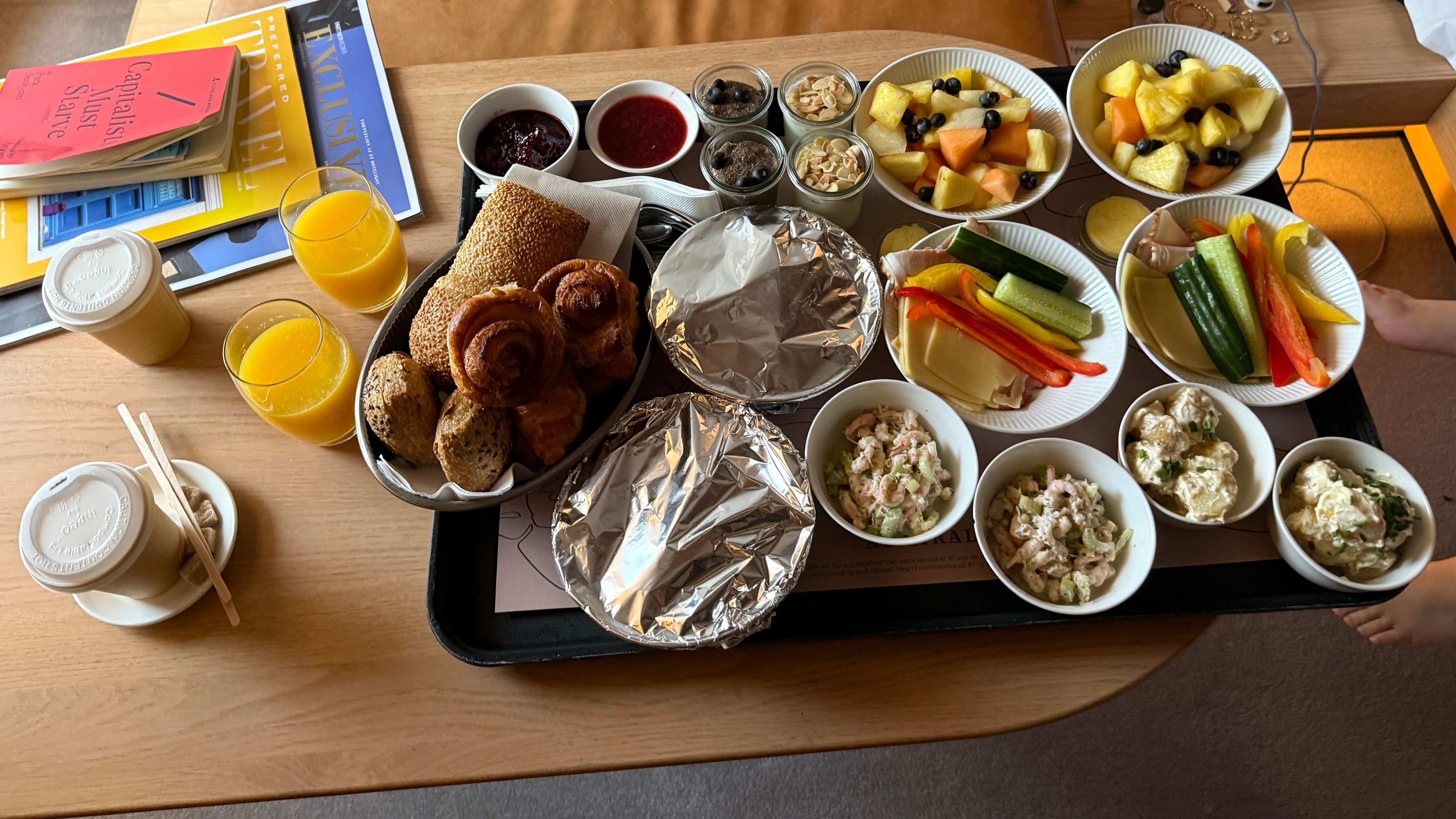Breakfast spread delivered straight to our room! 