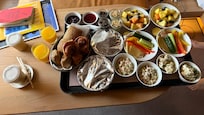 Breakfast spread delivered straight to our room!