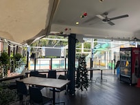 Exclusion zone to the work area a few tables. Kids could run through!