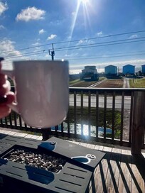 Coffee with my love on the third floor balcony was heaven.