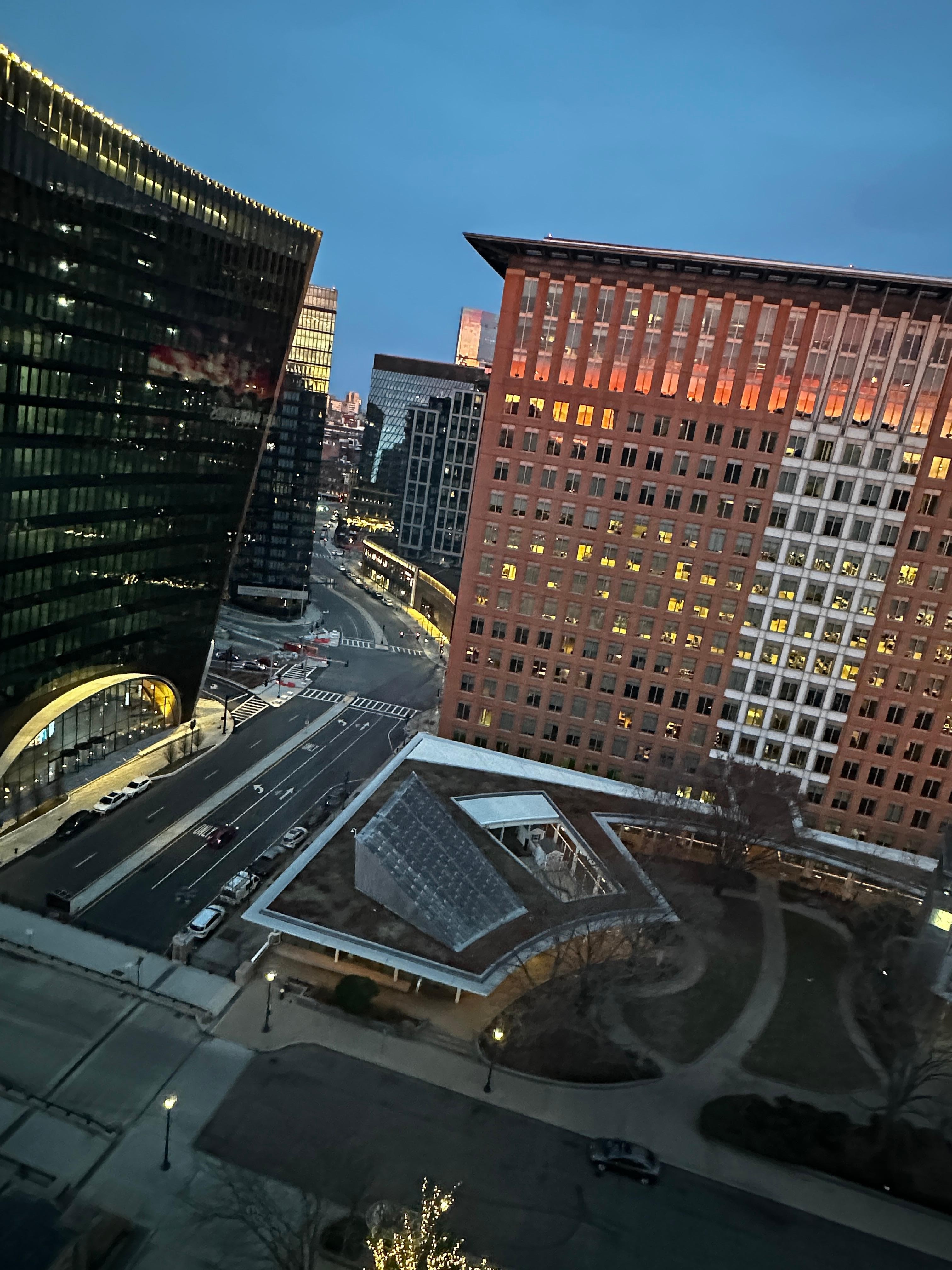 City view from 18th floor. Harbor visible to the right. 