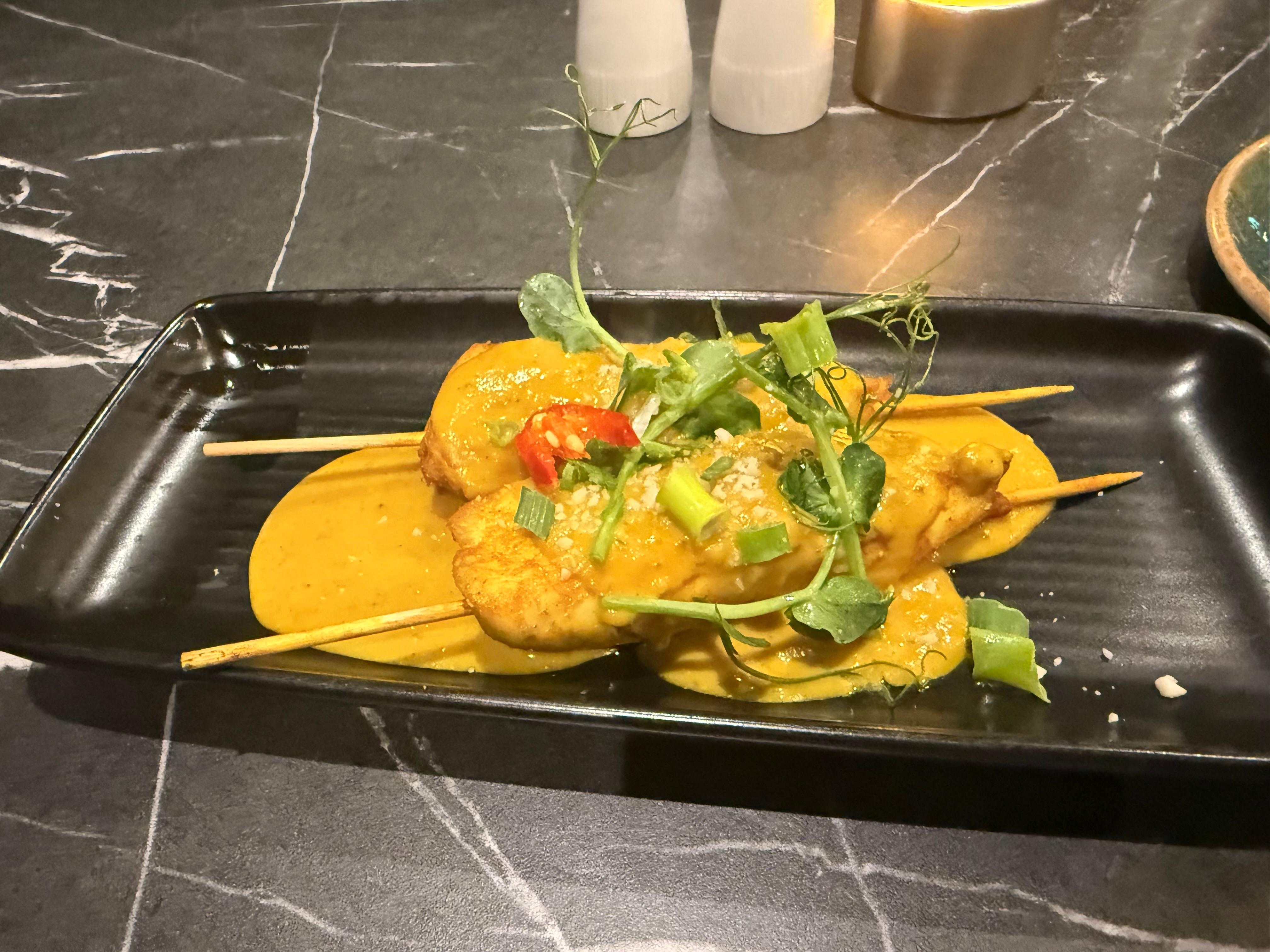 Chicken satay skewers - seriously out of this world  11/10 score 