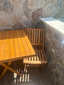 Tight squeeze next to private pool