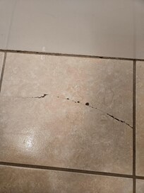 Broken tiles on bathroom floor