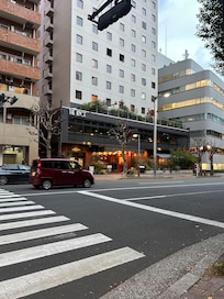 Outside street view of hotel entrance