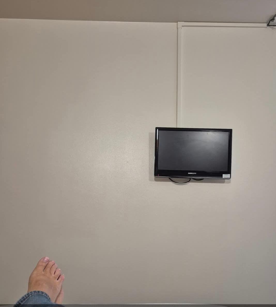 Tiny telly , and bathroom