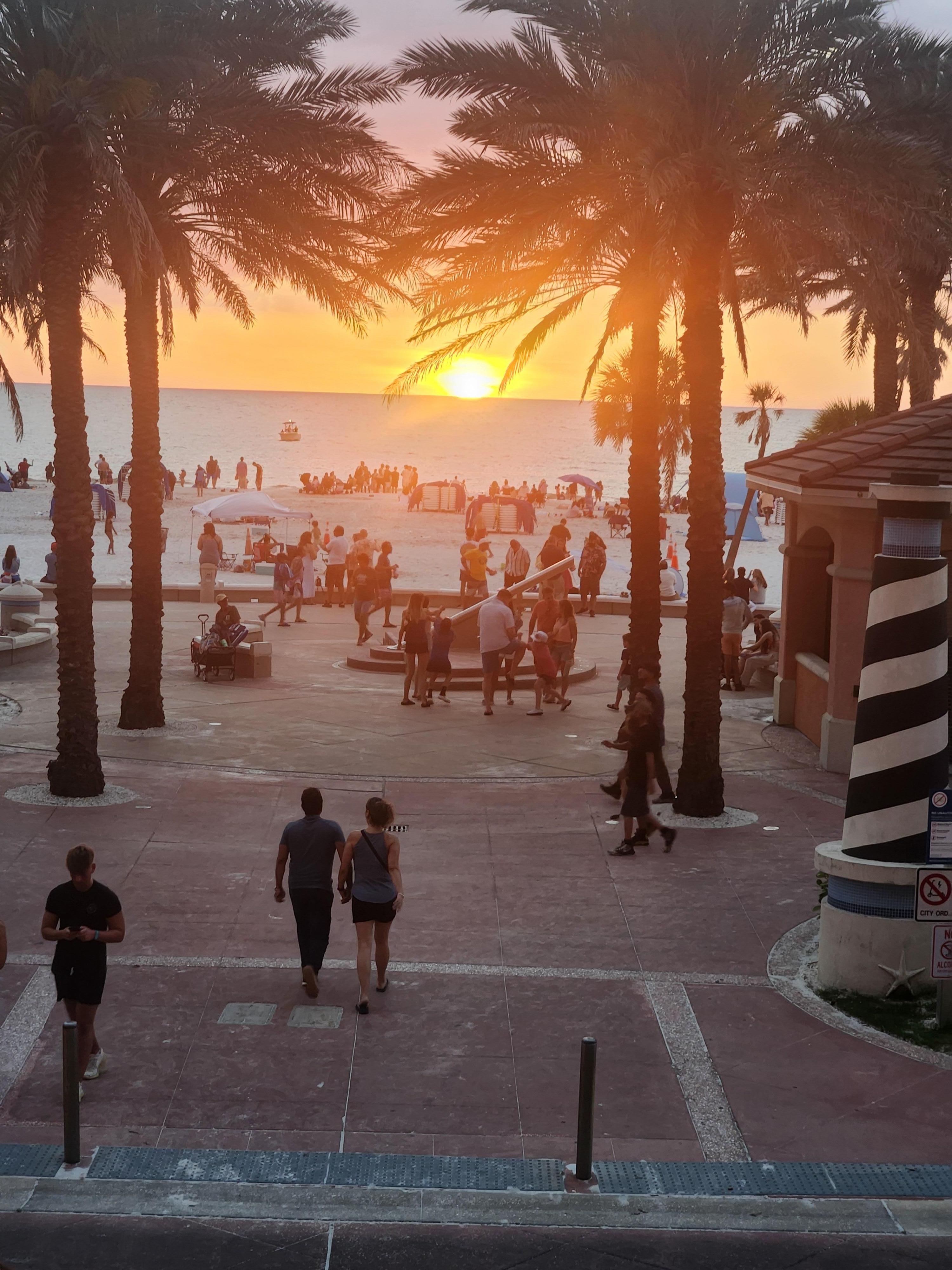 Sunset from outdoor dining n g area.