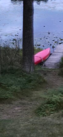 Canoe right next to the dock for easy use.