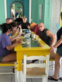 Dinner at the long table.