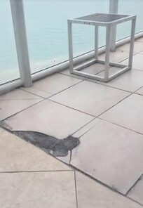 Broken tiles on patio
