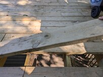 Deck board on third floor, not attached