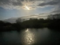 Almost full moon over the pond