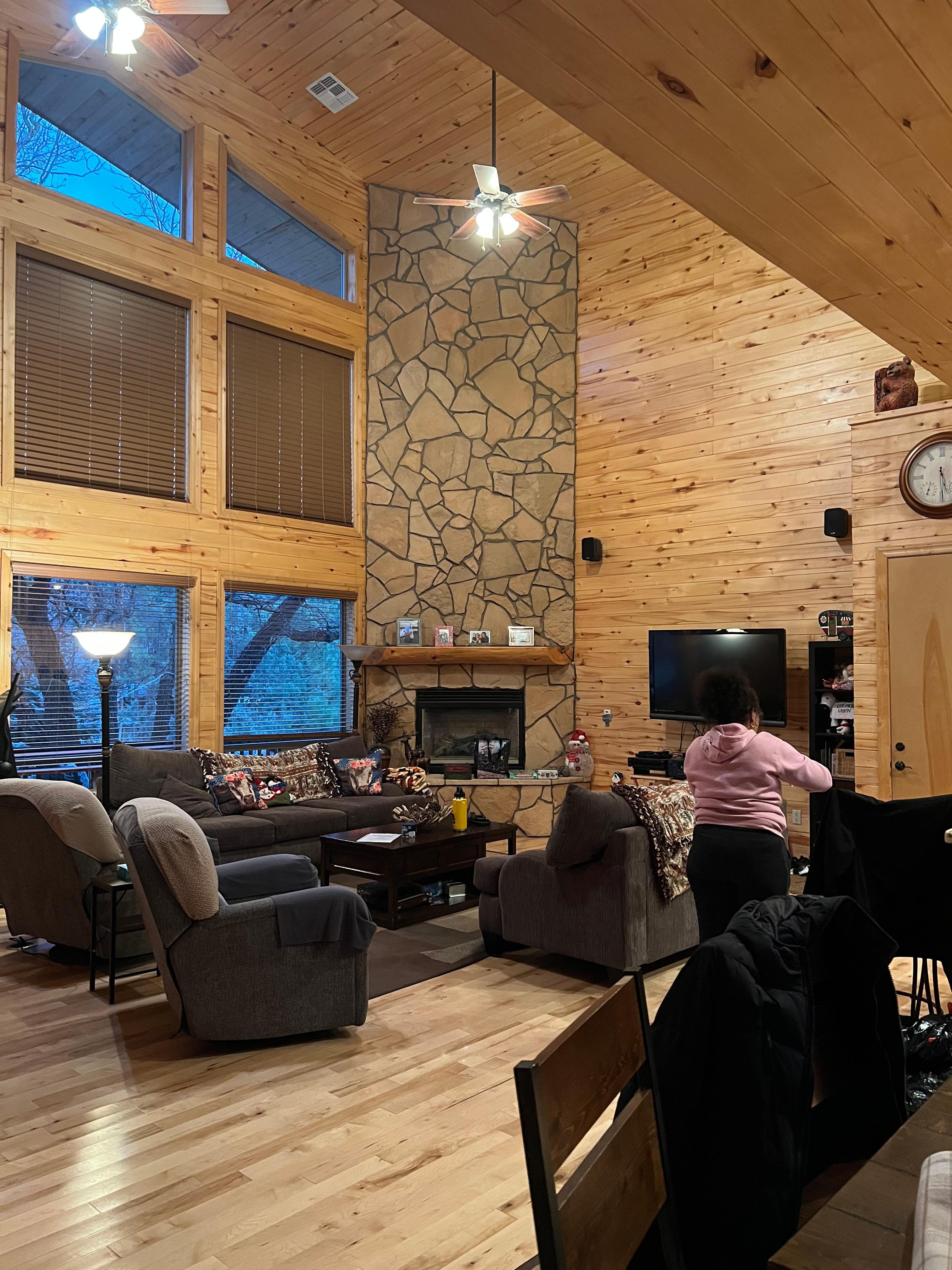 The towering ceilings in the living room.