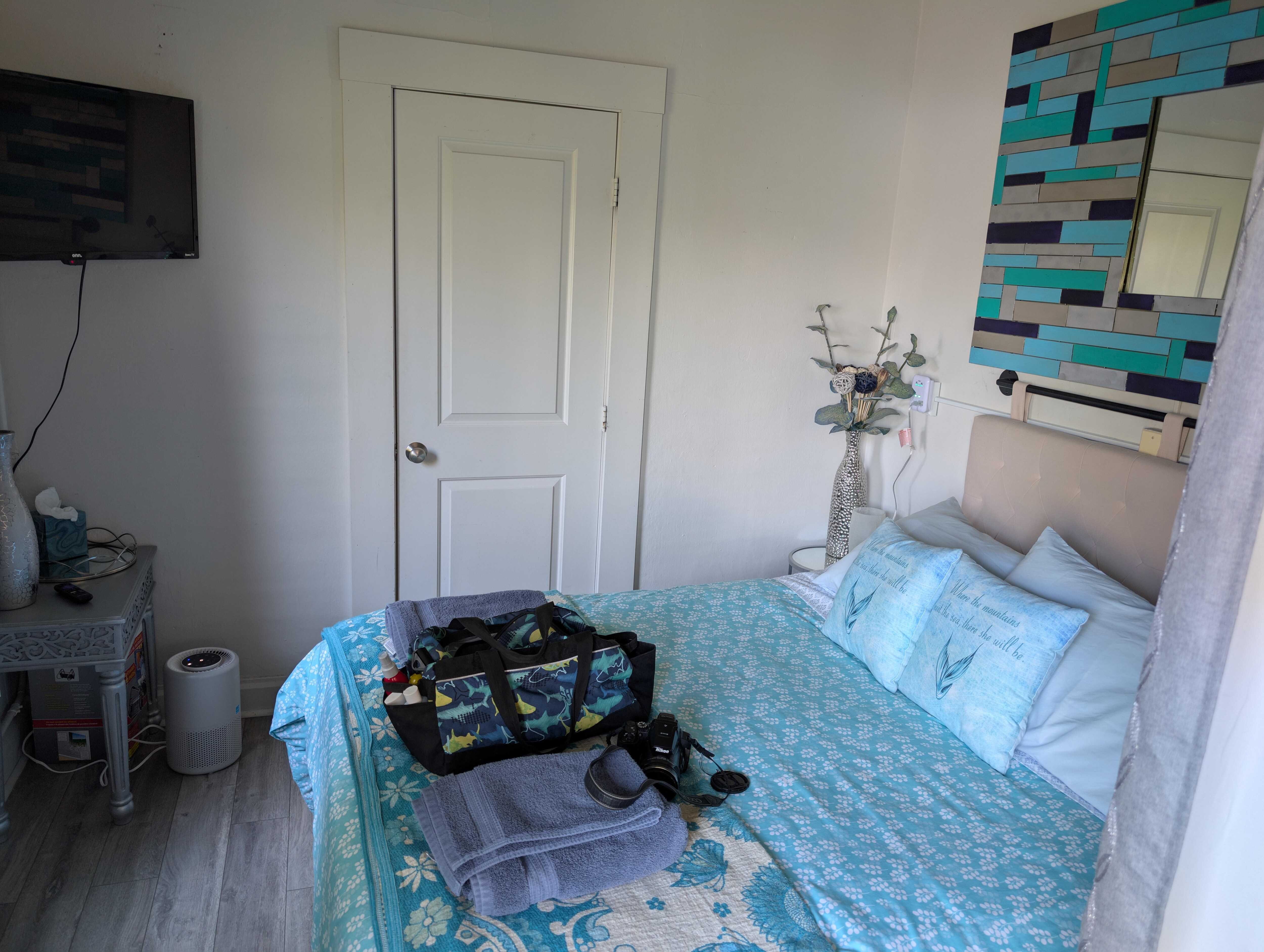1 bedroom; bath is behind the door you see.