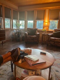 Relaxing in the lovely living room.