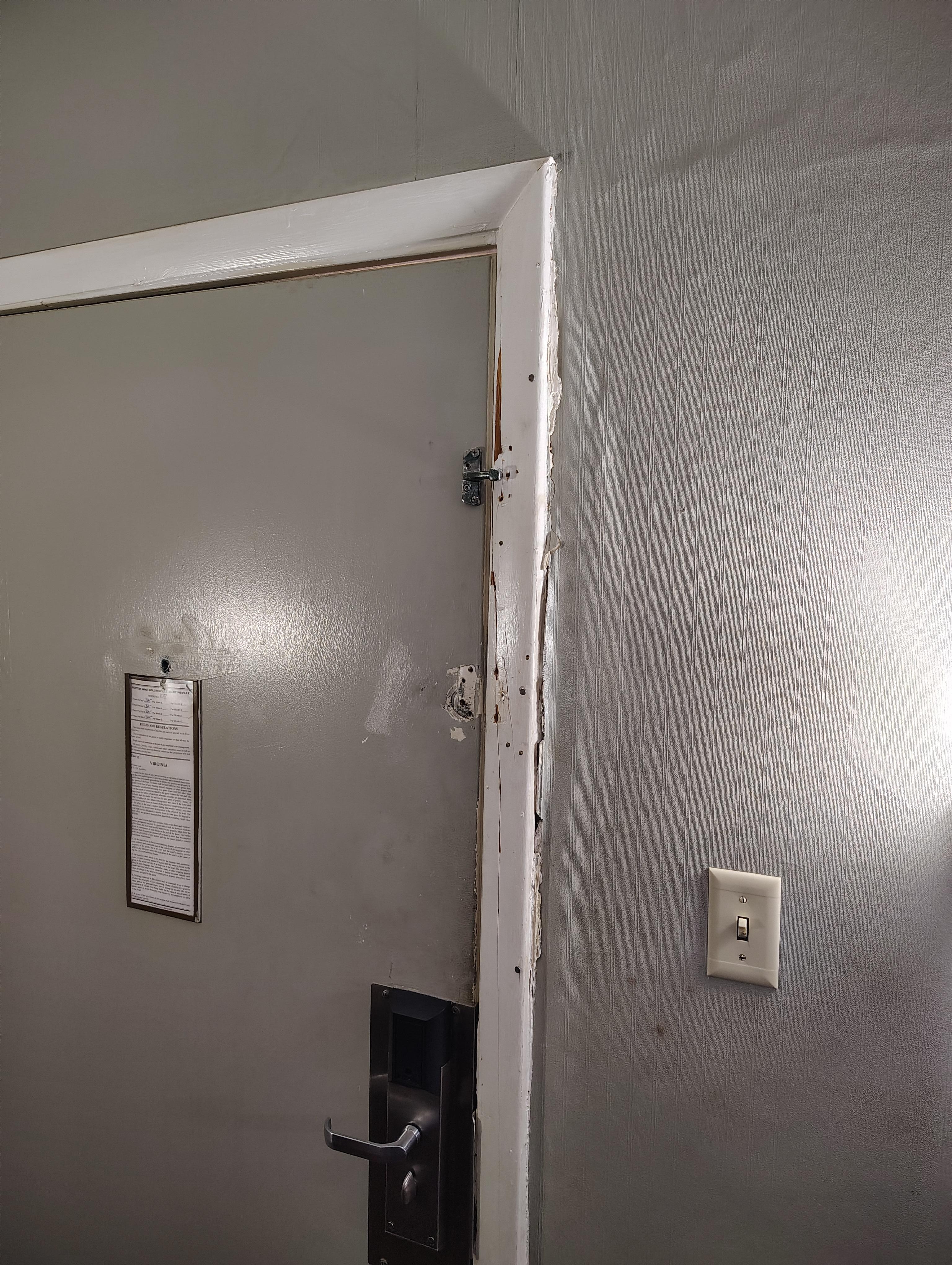 Door frame broken in to