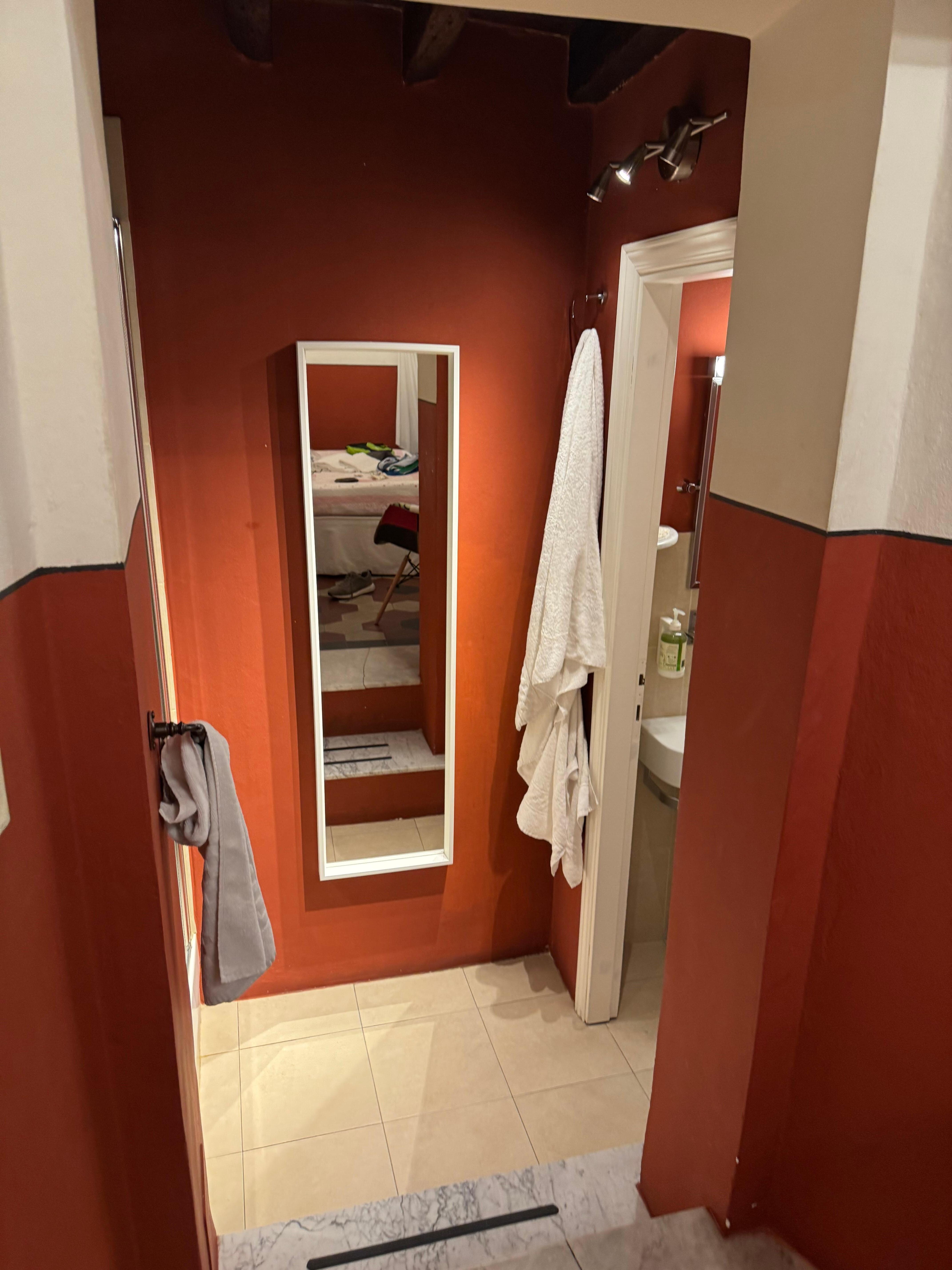 Stairs down to bathroom