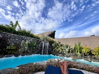 Private courtyard with waterfall plunge pool and bbq