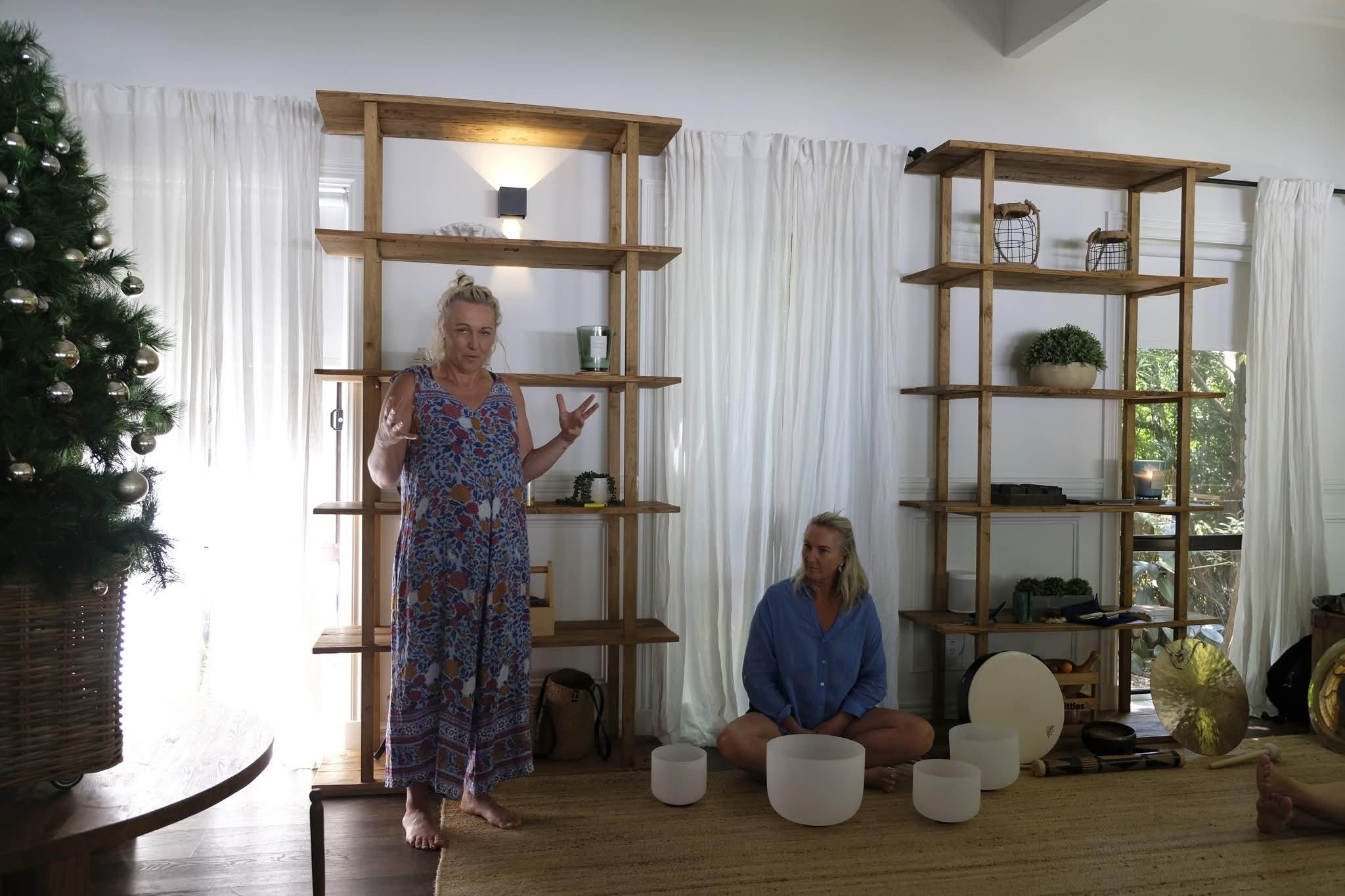 Sound healing session in the main lounge area. Room held the sound well.