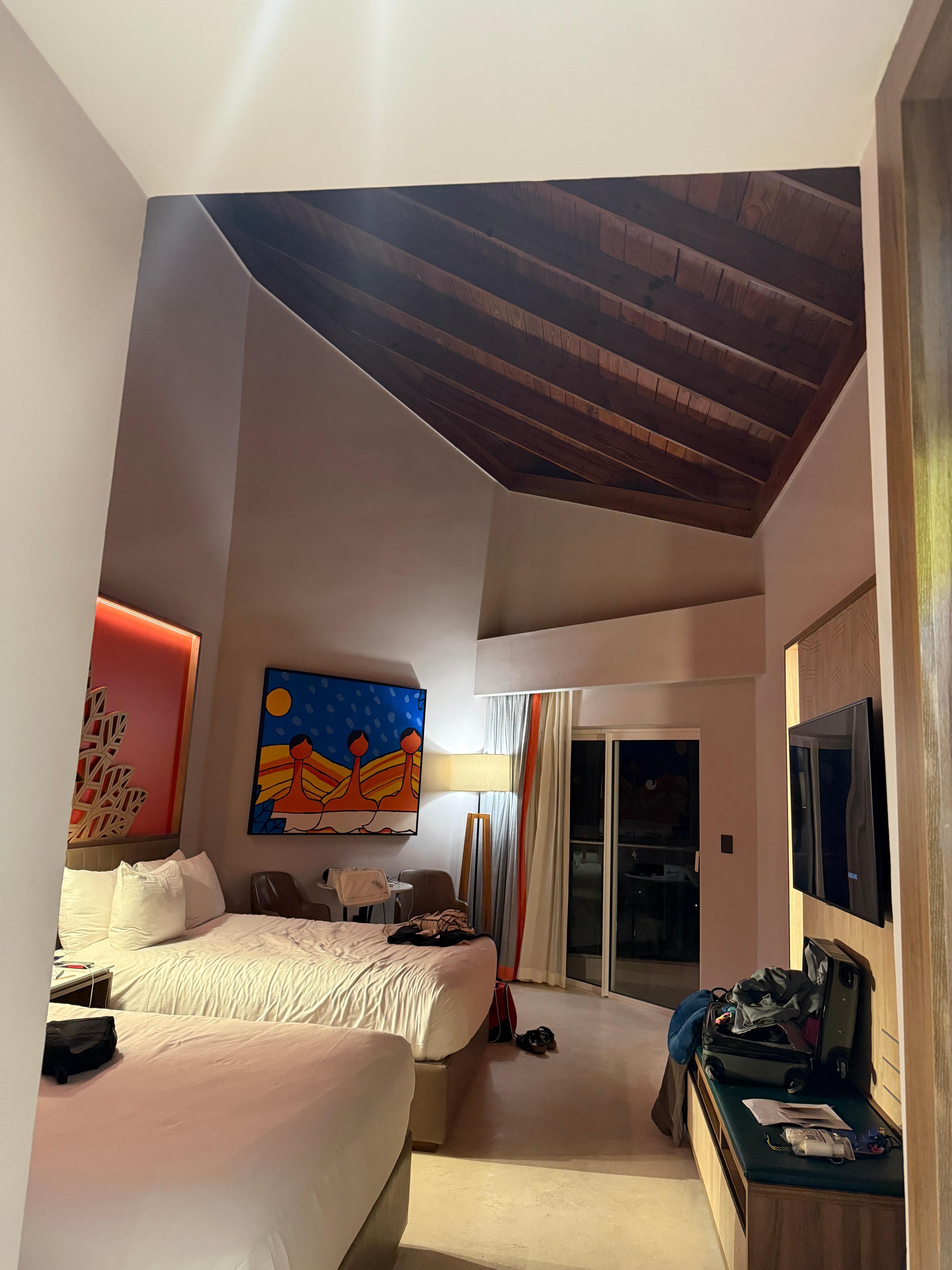 Our room, beautiful high ceilings