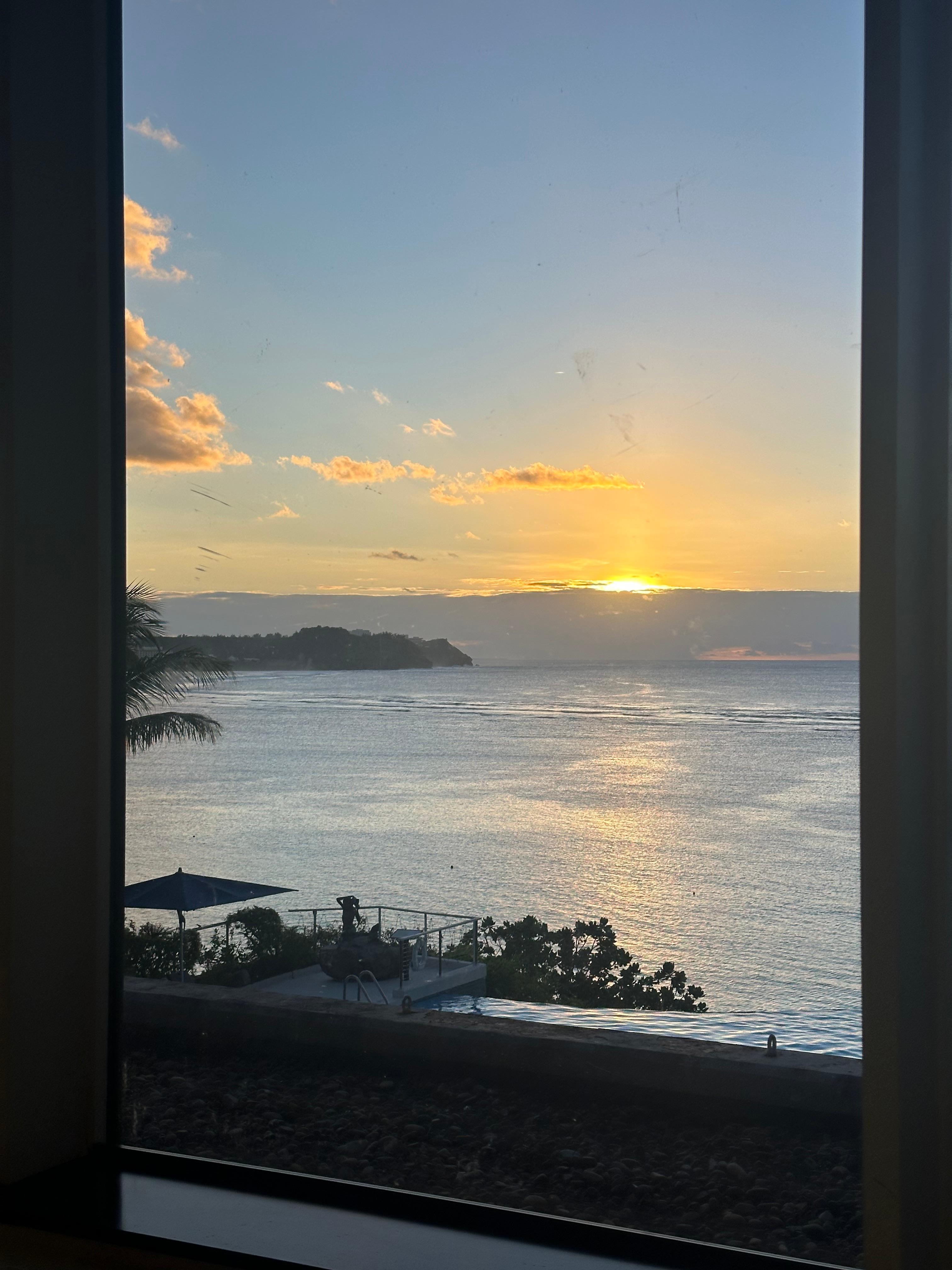 My favorite time of the day at the Guam Reef Hotel: Sunset view at the Cafe