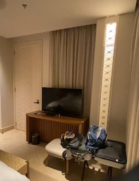 big TV, and luggage stand in my room